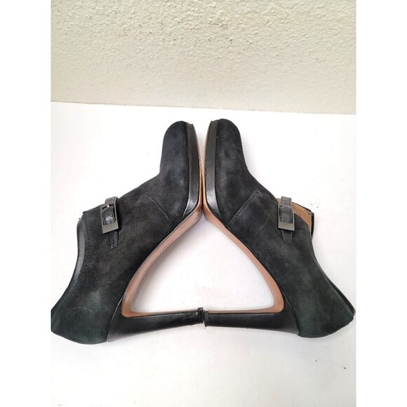 Franco Sarto Women's Black Suede Ankle Booties With Buckle Strap & Stiletto Heel - Picture 6 of 13